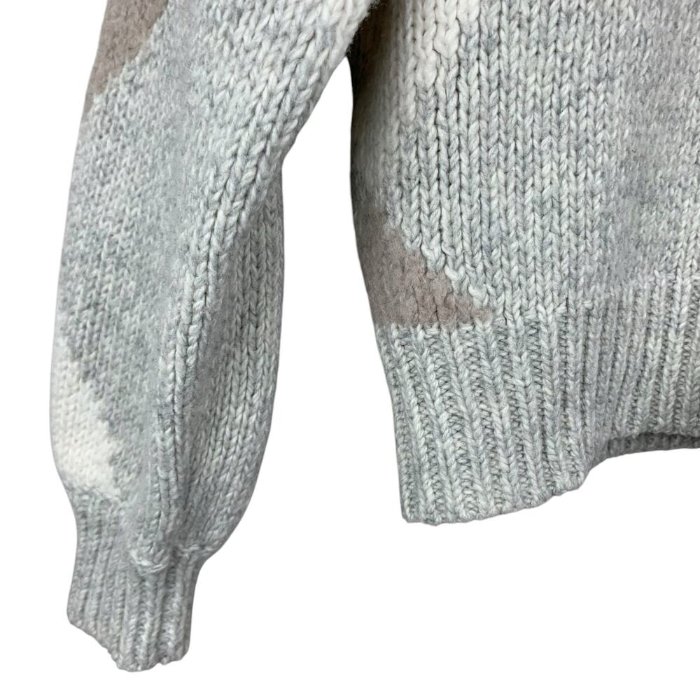 Ann Taylor Sweater Pullover Argyle Grey Cream Soft Knit Mock Neck Women's S - Picture 4 of 7